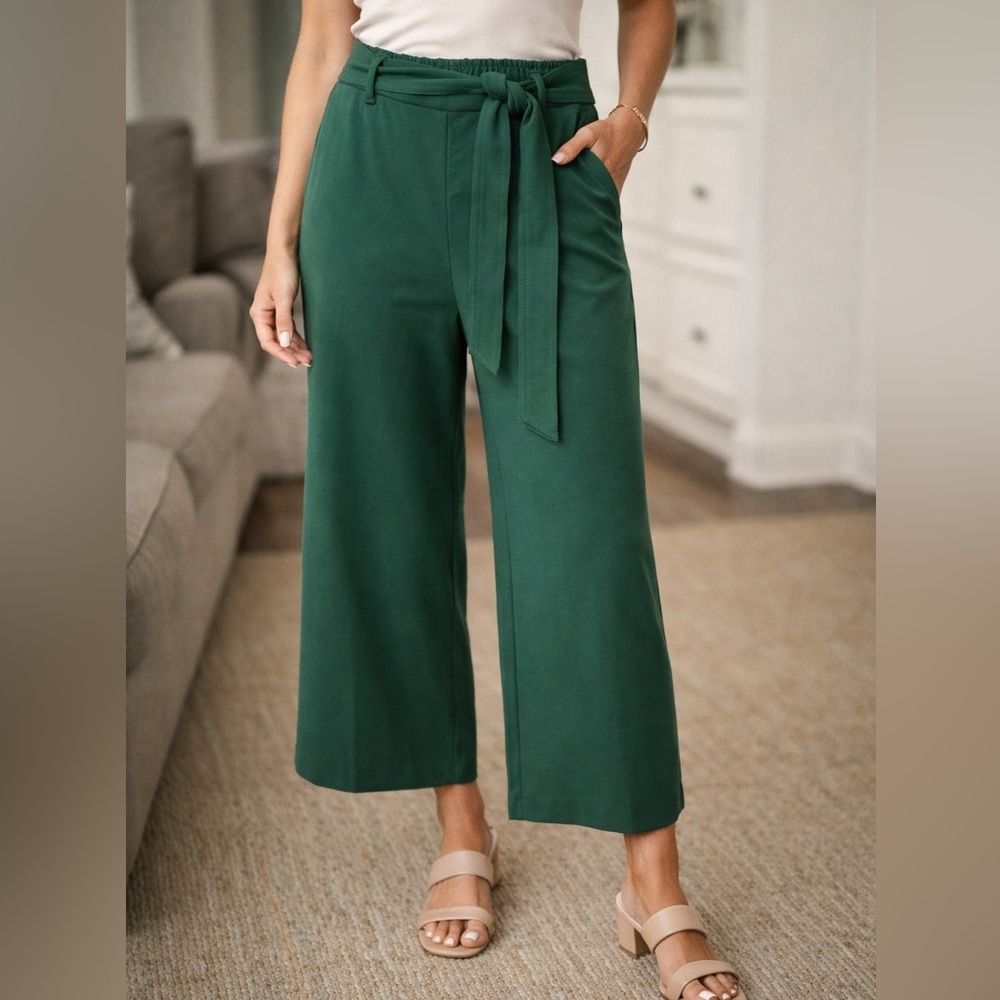 Boden Forest Green Wide-Leg Pants